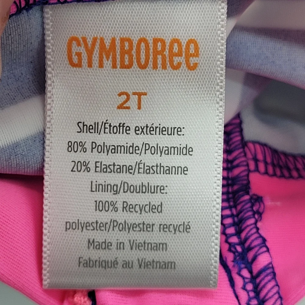Gymboree Rashguard Swimsuit Striped Blue Pink Swimwear Longsleeve Size 2T NEW